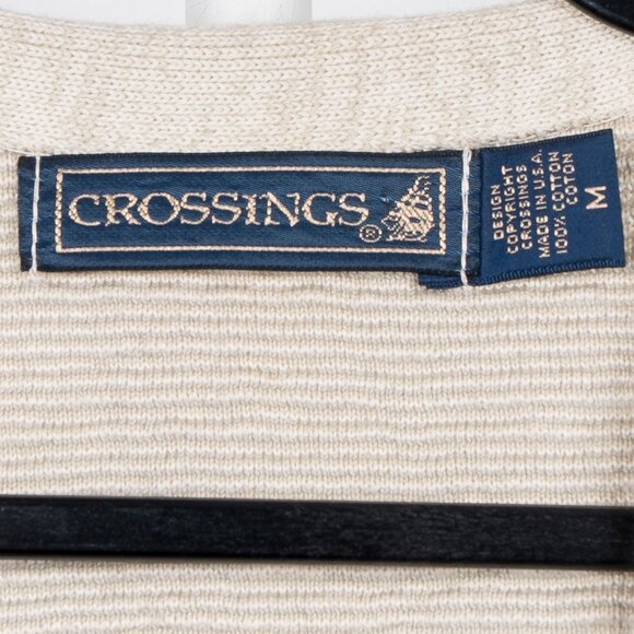 Crossings VTG Sweater Vest M Men White Cream Geometric Buttons Cotton USA - Picture 4 of 5
